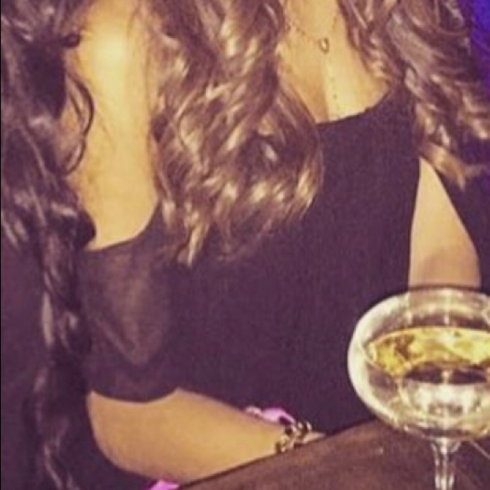 Black t-bags off the shoulder top